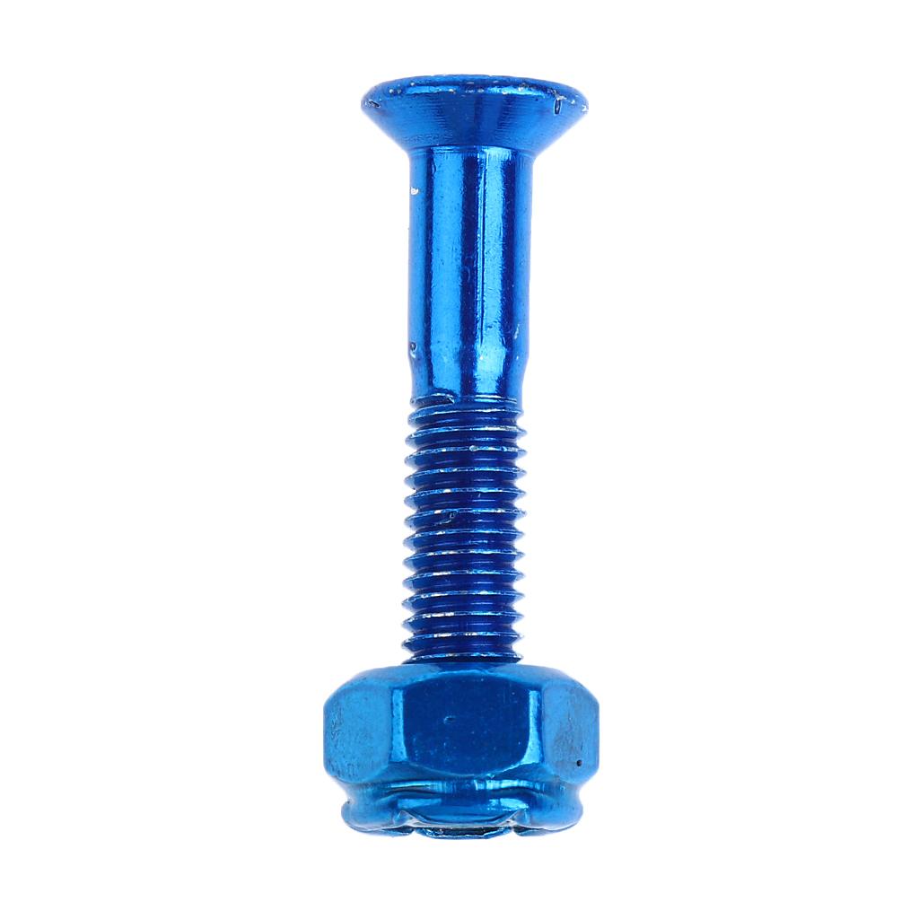 2x8pcs Replacement Skateboard Truck Hardware Set Longboard Screws Bolts Blue