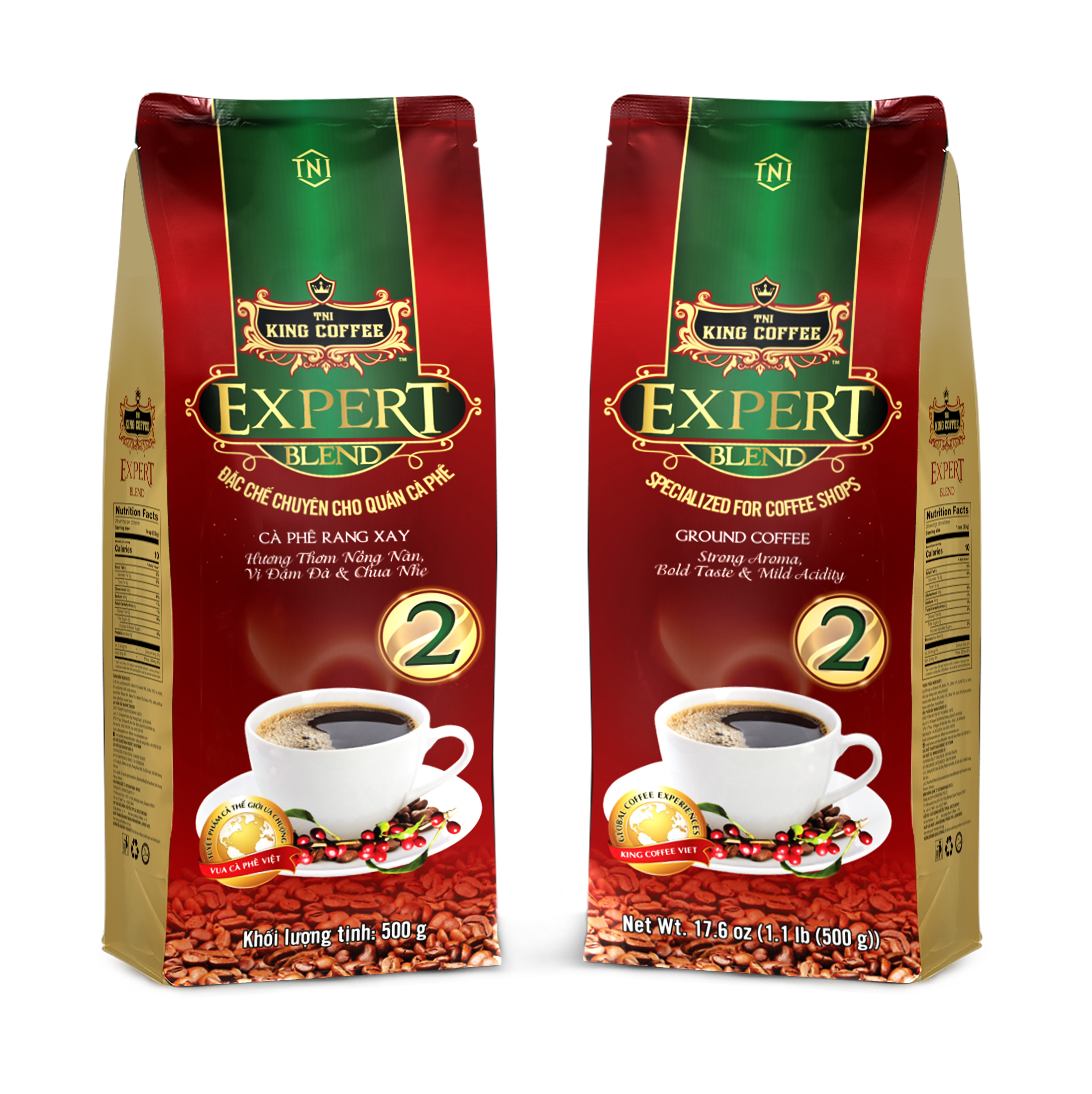 Combo 5 Cà Phê Rang Xay Expert Blend 2 KING COFFEE - Túi 500g + tặng 1 túi Expert cùng loại