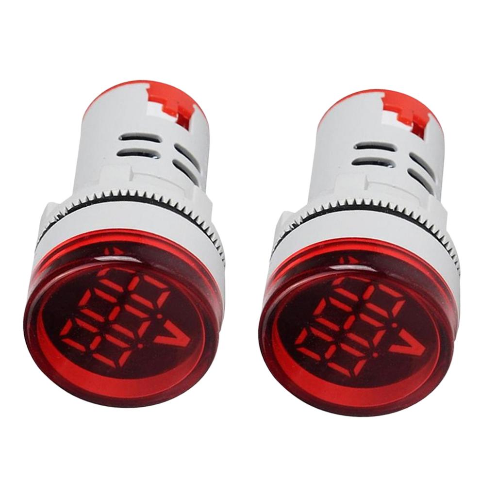 Lots 2 Plastic DIY Mini Voltmeter Round Voltage Meter LED Indicator Light Red
