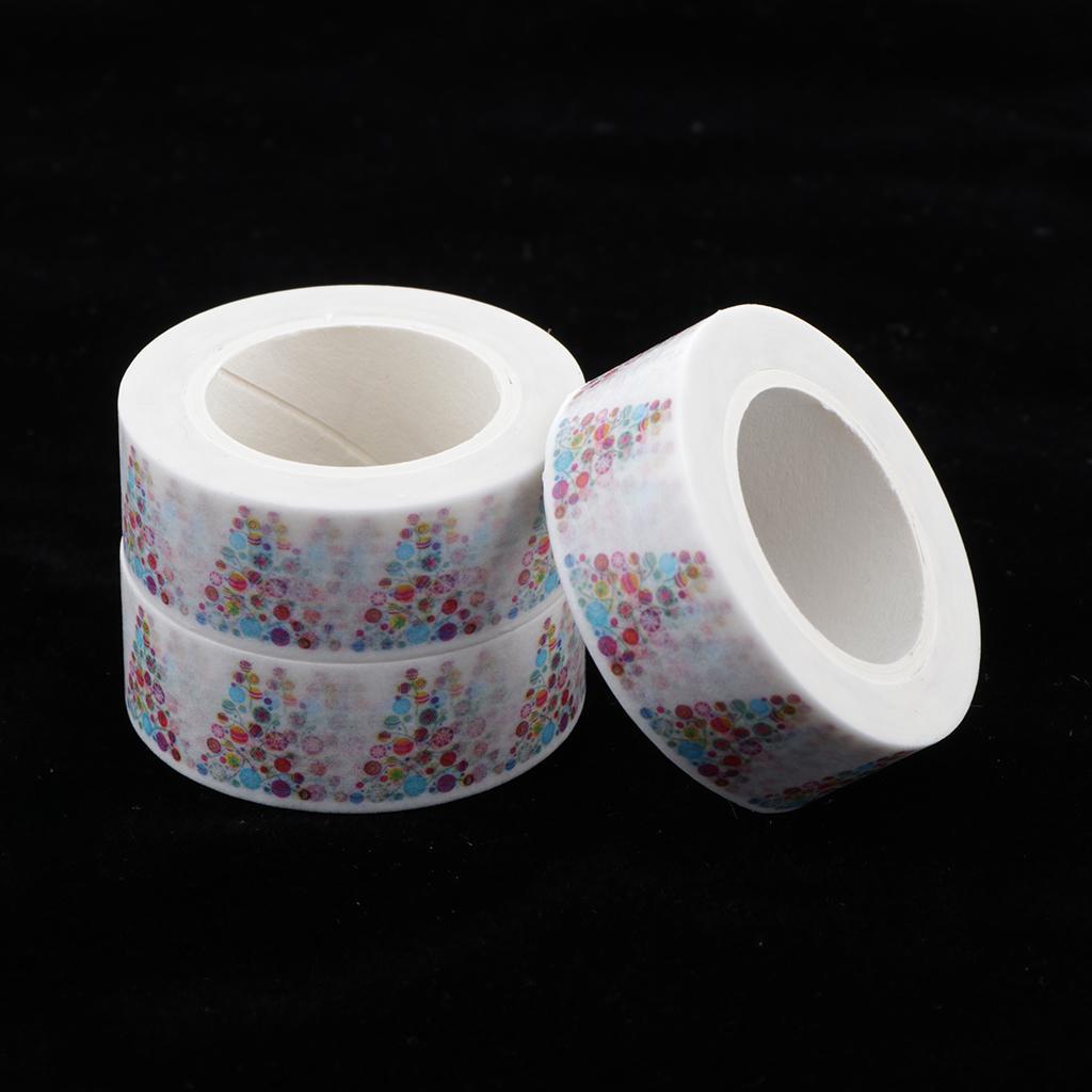 3 Rolls 15mm Xmas Washi Tape Set, Cartoon Washi Masking Decorative Tapes for DIY Decor Planners Scrapbooking Adhesive Sticker Tapers/Party Supplies
