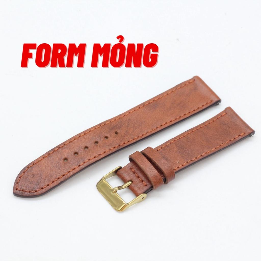 Dây Đồng Hồ Da Bò Trơn, Dây Da Songhan Leather WT090,Kèm Khoá +Chốt Thông Minh, Nhiều size Bảo Hành 6 Tháng