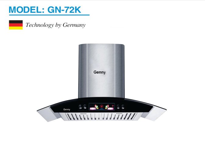 Máy hút mùi nhà bếp kính cong Genny Gn-72K Hàng Chính Hãng
