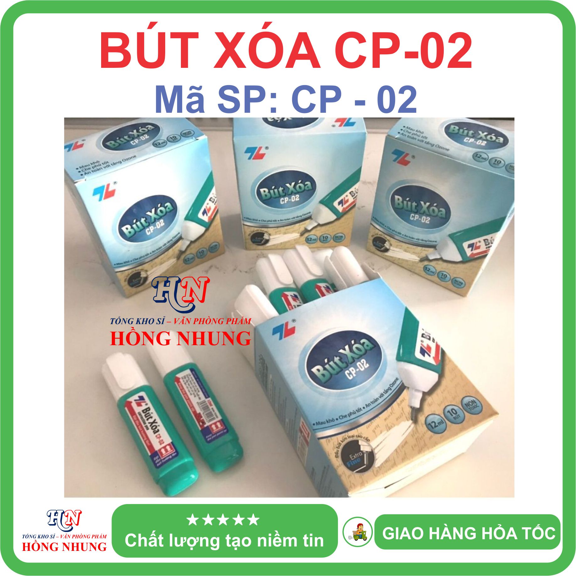 [SÉT] COMBO Hộp 10 Bút xóa nước CP-02, An Toàn, Không Độc Hại, Kiểu Dáng Nhỏ Gọn