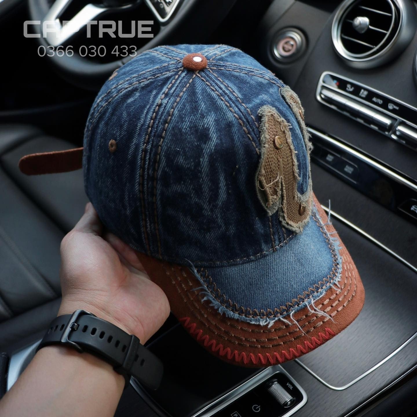 Nón kết, mũ kết Địa U lệch phối vải jeans xịn chuẩn thời trang (Ảnh thật)