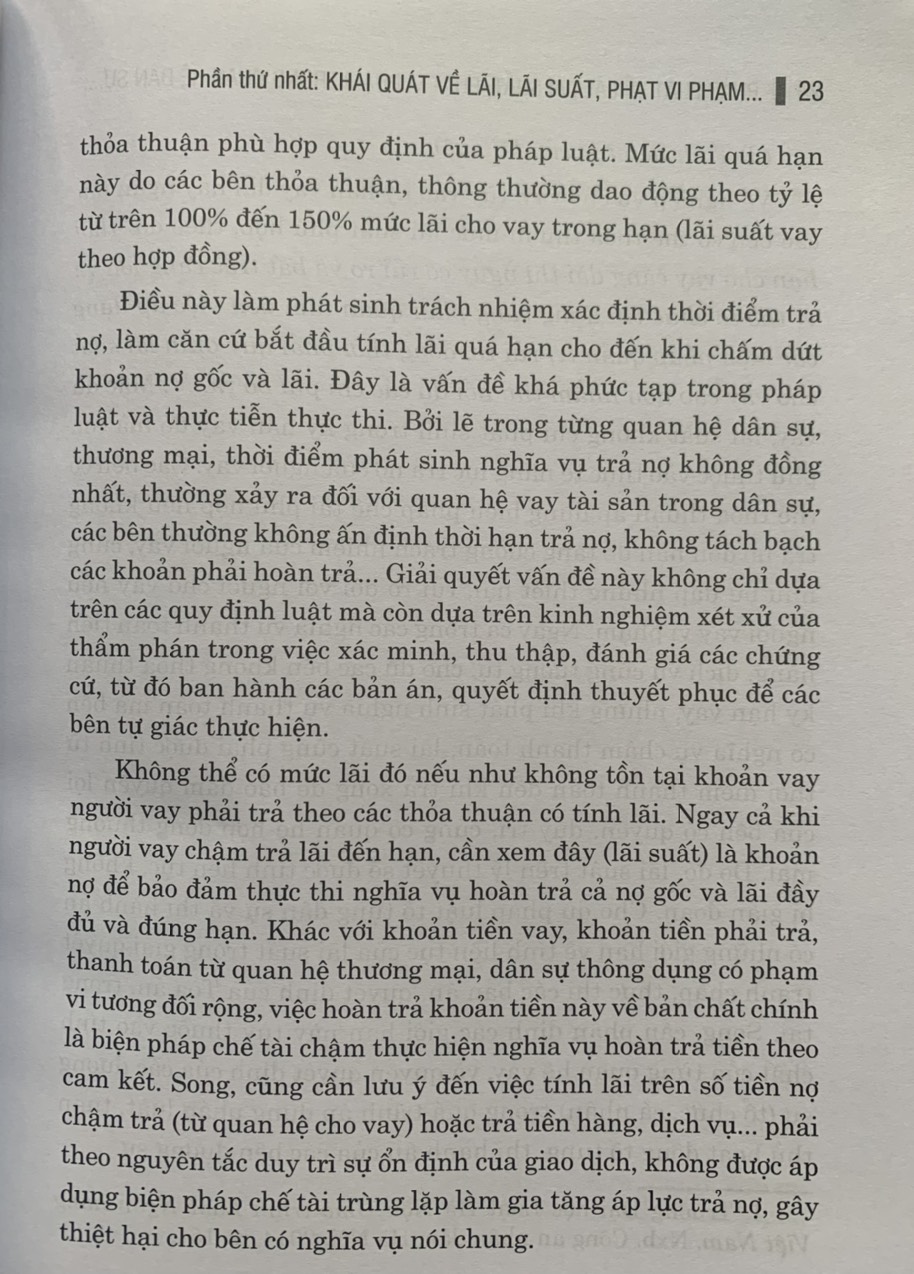 Pháp luật về lãi, lãi suất, phạt vi phạm trong quan hệ dân sự, thương mại và tín dụng ngân hàng