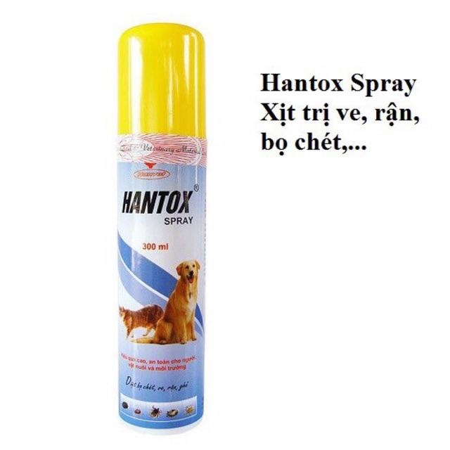 Xịt trị rận. Ve. Bọ chét cho chó mèo Hantox 300ml