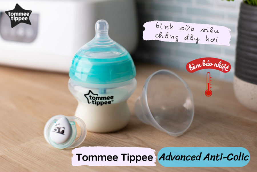 COMBO Bình sữa siêu chống đầy hơi kèm báo nhiệt Tommee Tippee Advanced Anti-Colic 150ml và 260ml