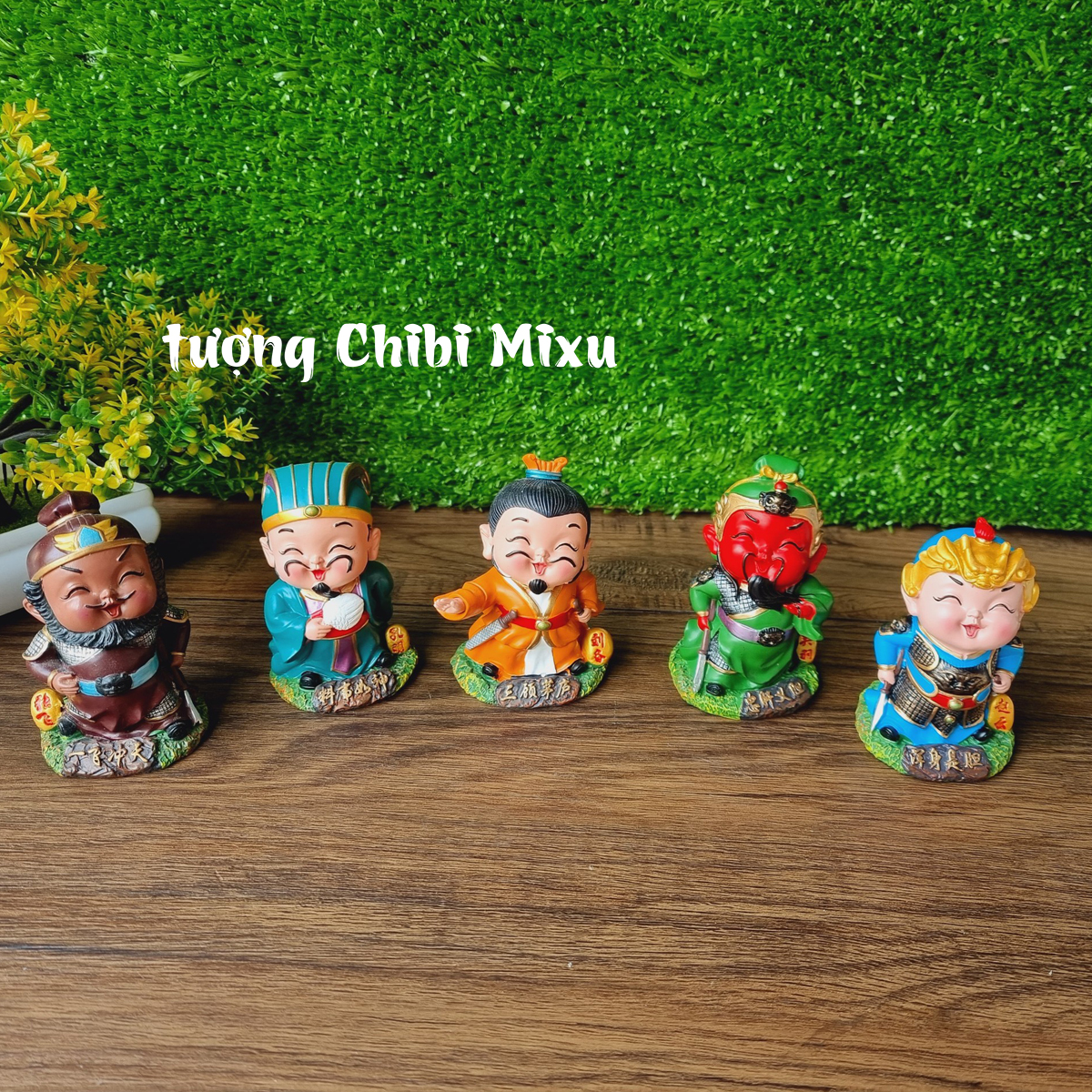 Bộ 05 tượng Tam Quốc Chí 8cm kèm chân đế giả đá