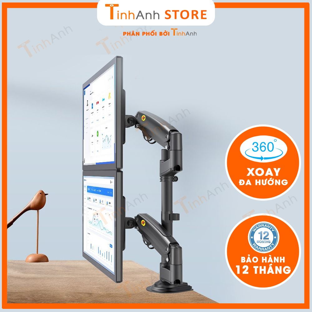 Giá Treo 2 Màn Hình NB-H180 22-32 Inch New 2021 Gắn Bàn Xoay 360 Độ - Hàng Nhập Khẩu