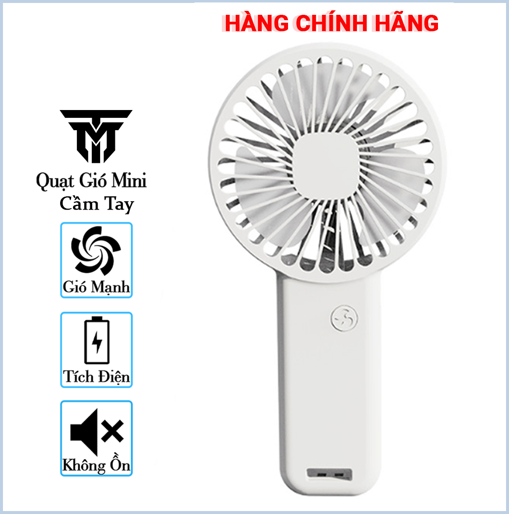 Quạt Cầm Tay Mini Tích Điện Teement, Có Giá Đở Điện Thoại, Sạc USB Di Động Tiện Lợi - Hàng Chính Hãng