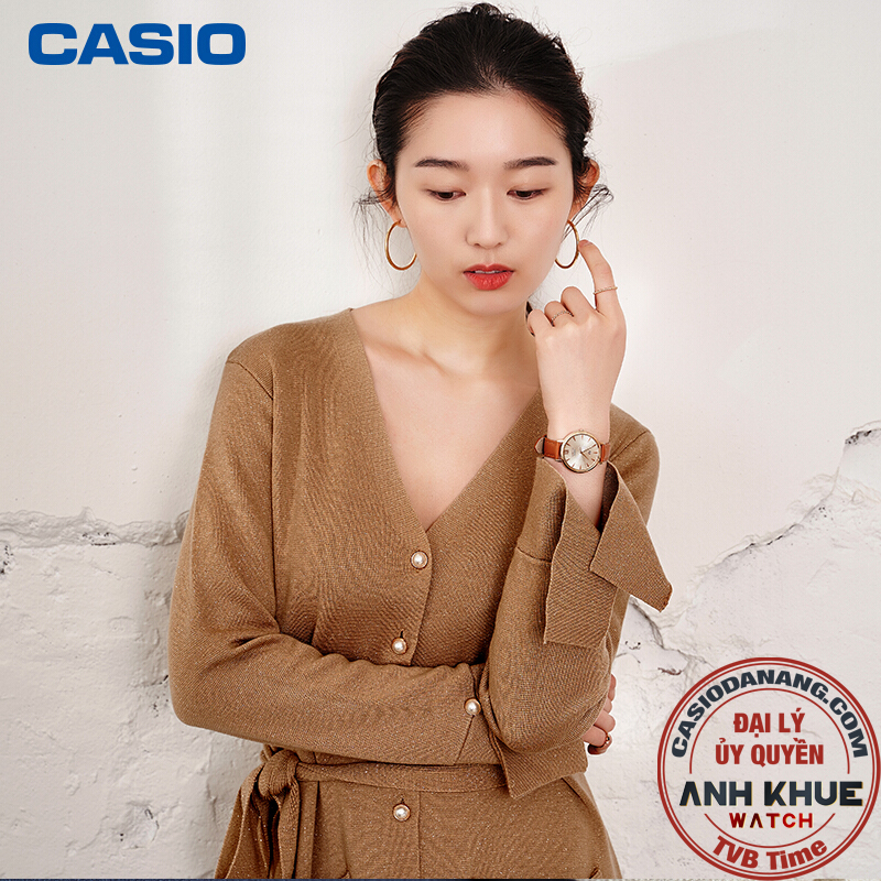 Đồng hồ nữ dây da Casio Sheen chính hãng SHE-4534PGL-7AUDF (34mm)