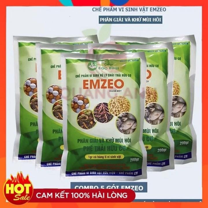 Combo 3 Gói Chế Phẩm Vi Sinh EMZEO Dạng Bột Ủ Phân Bón Rác Thải Hữu Cơ, Đậu Nành, Phân Cá Gói 200 Gram