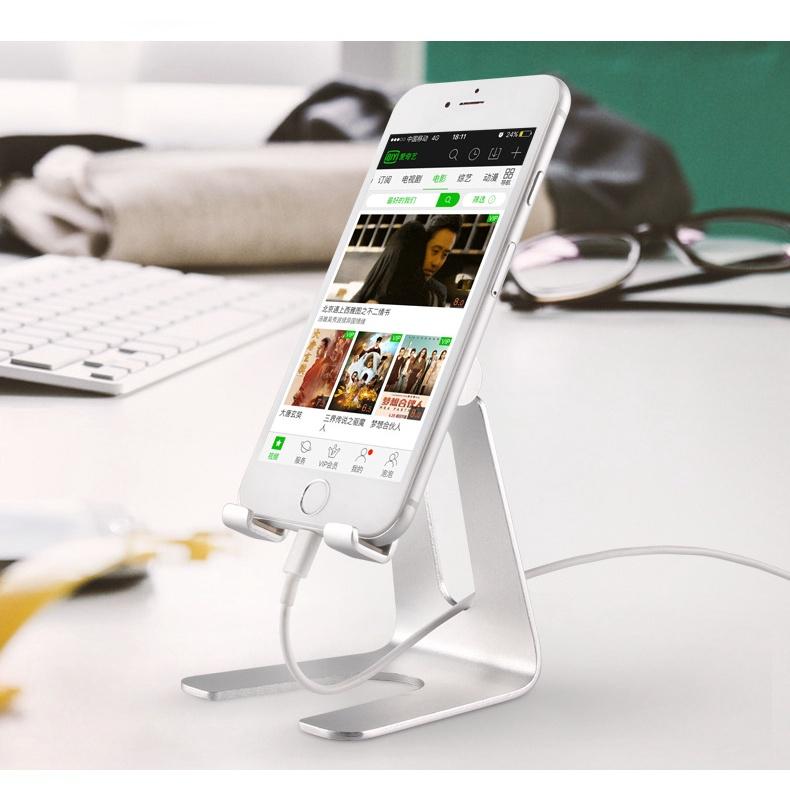 Giá đỡ, kệ kê stand nhôm cho điện thoại, máy tính bảng và Ipad Iphone có thể điều chỉnh góc nghiêng và gấp gọn.