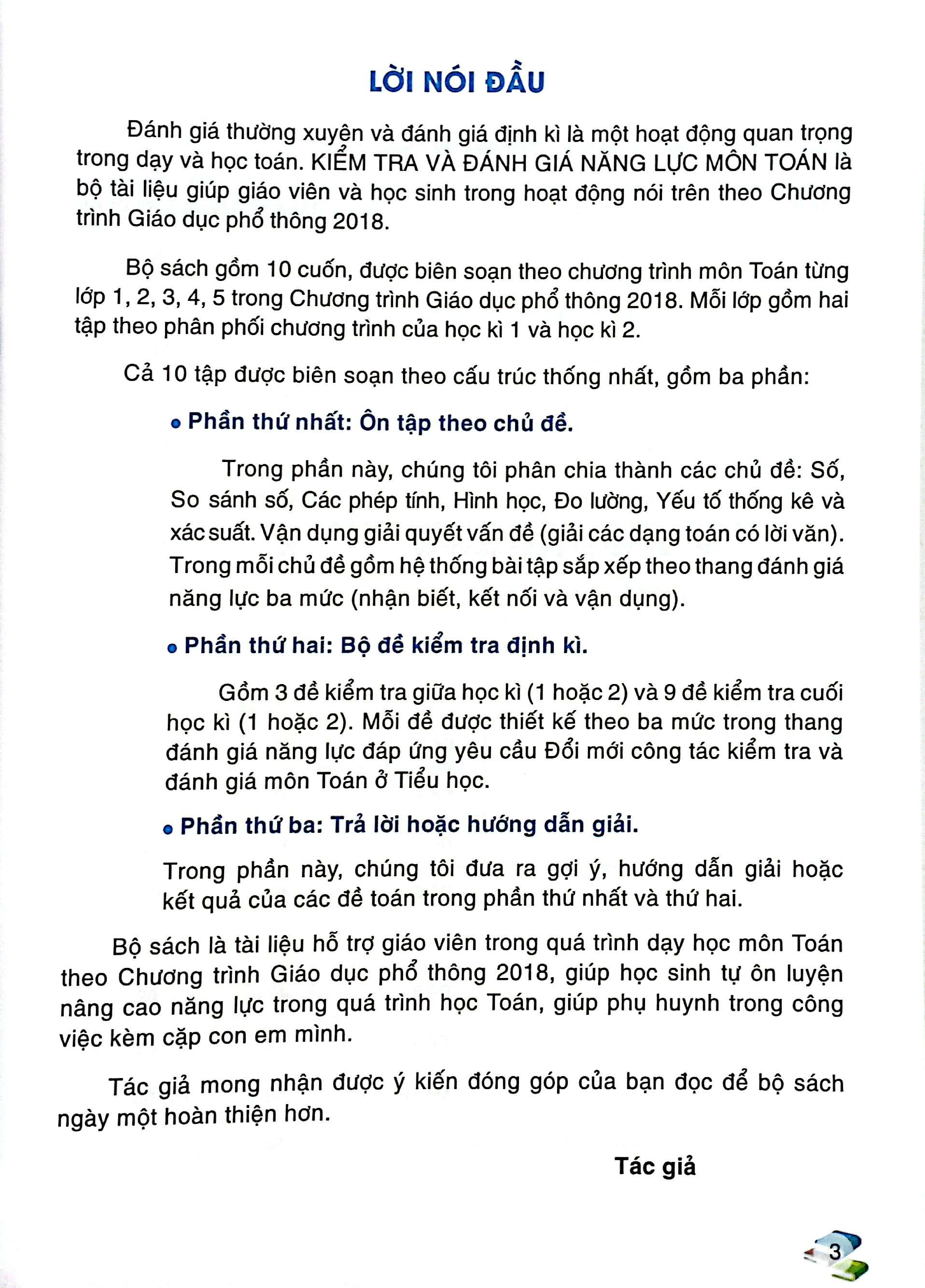 Sách - Kiểm Tra Và Đánh Giá Năng Lực Toán 3 - Học Kỳ 1 (Biên Soạn Theo Chương Trình GDPT 2018)