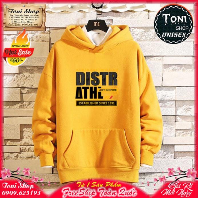 ÁO HOODIE CHỮ DISTR - In Pet Siêu Bền Siêu Đẹp - Full Size Full Màu