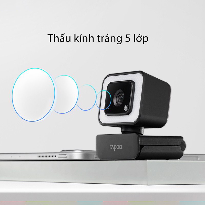 Webcam 1080 HD, lấy nét tự động, tích hợp đèn led trợ sáng Rapoo C270L - Hàng chính hãng