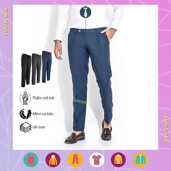 Quần tây nam cao cấp trung niên ống suông vải mềm mịn, Quần âu nam đen đẹp