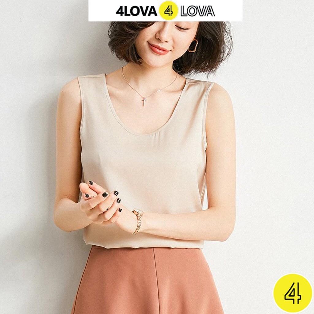 Áo sát nách nữ cổ tròn 4LOVA chất lụa satin cao cấp