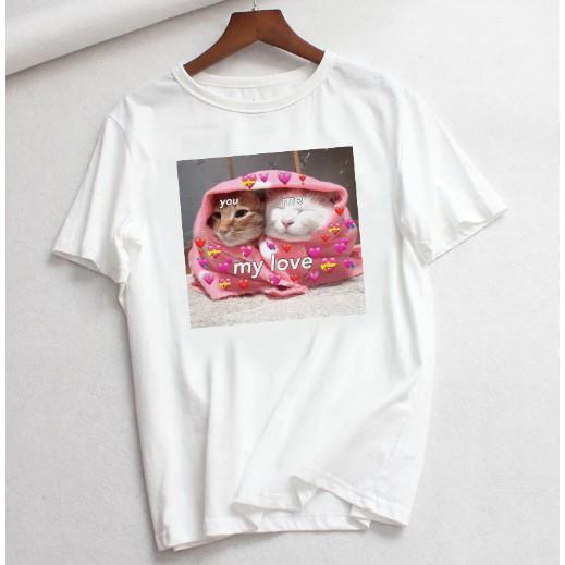 ÁO thun nữ in hình con mèo cutee
