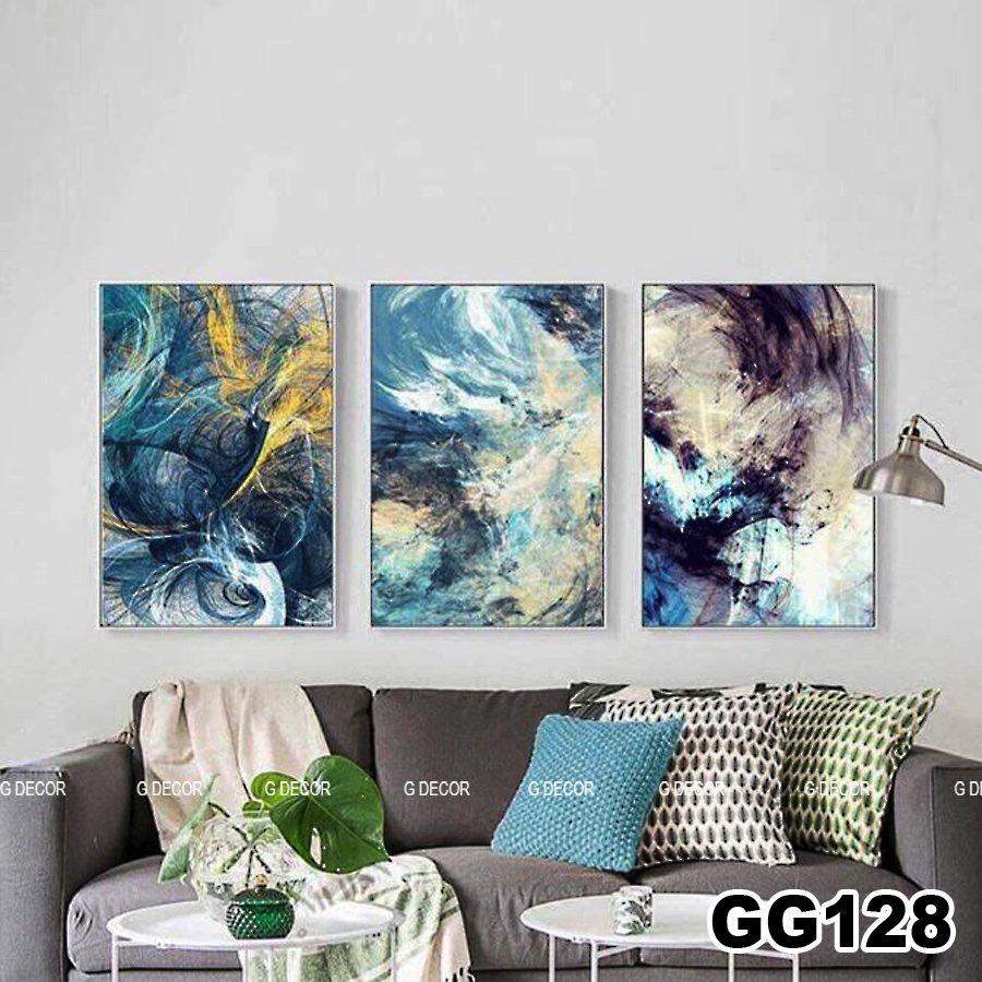 Tranh treo tường canvas 3 bức phong cách hiện đại Bắc Âu 199, tranh decor trang trí phòng khách, phòng ngủ, spa