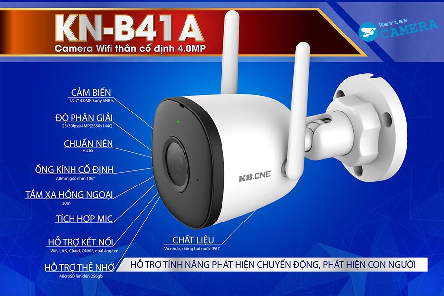 Camera IP Wifi 4.0MP KBONE KN-4001WN- HÀNG CHÍNH HÃNG