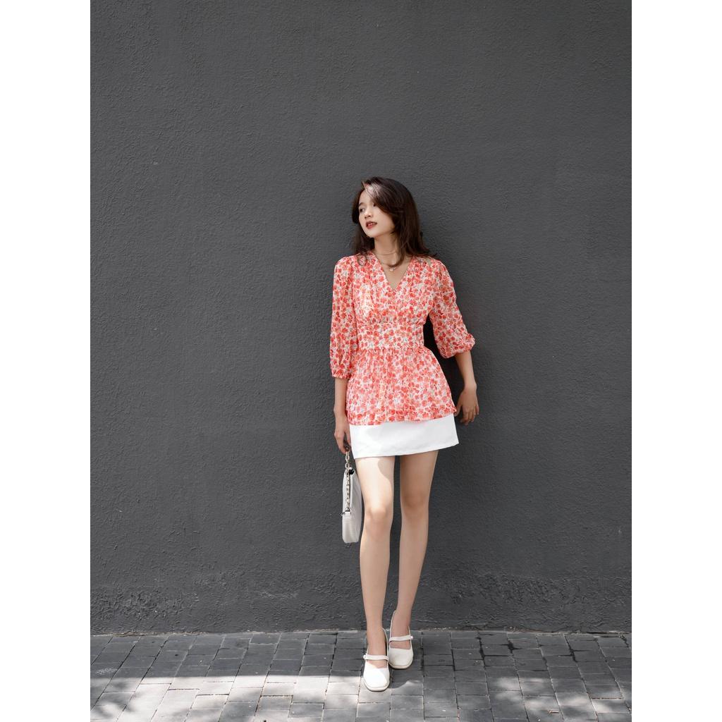 Áo chiffon ODS hở vai cổ V