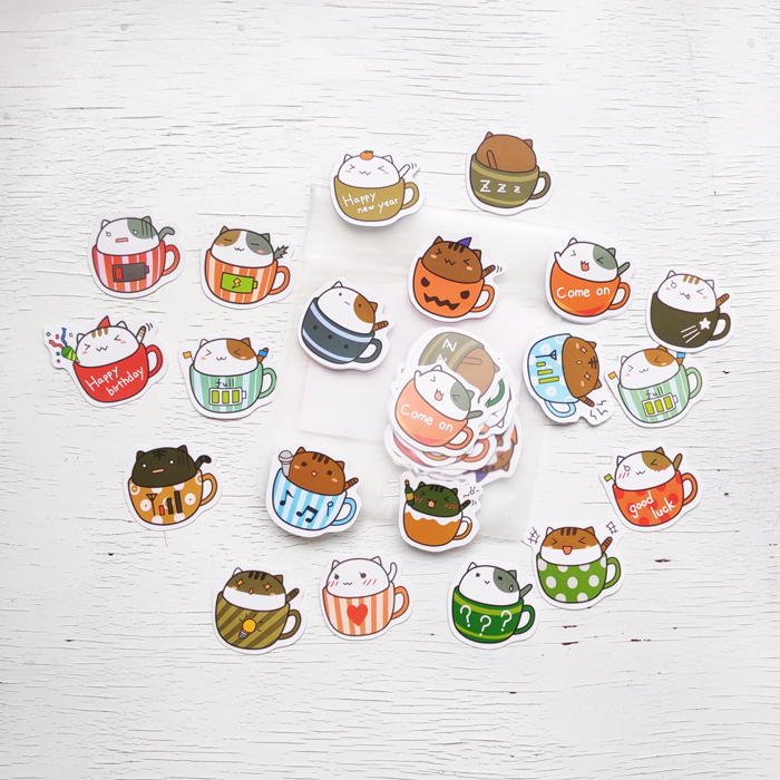 Sticker Bịch Mèo Ly Cảm Xúc Cute