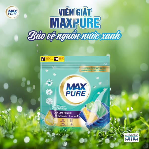 Túi viên giặt Maxpure Hương Huyền Thoại 30v tặng 1 vỉ treo bồn cầu Evershine hương Chanh
