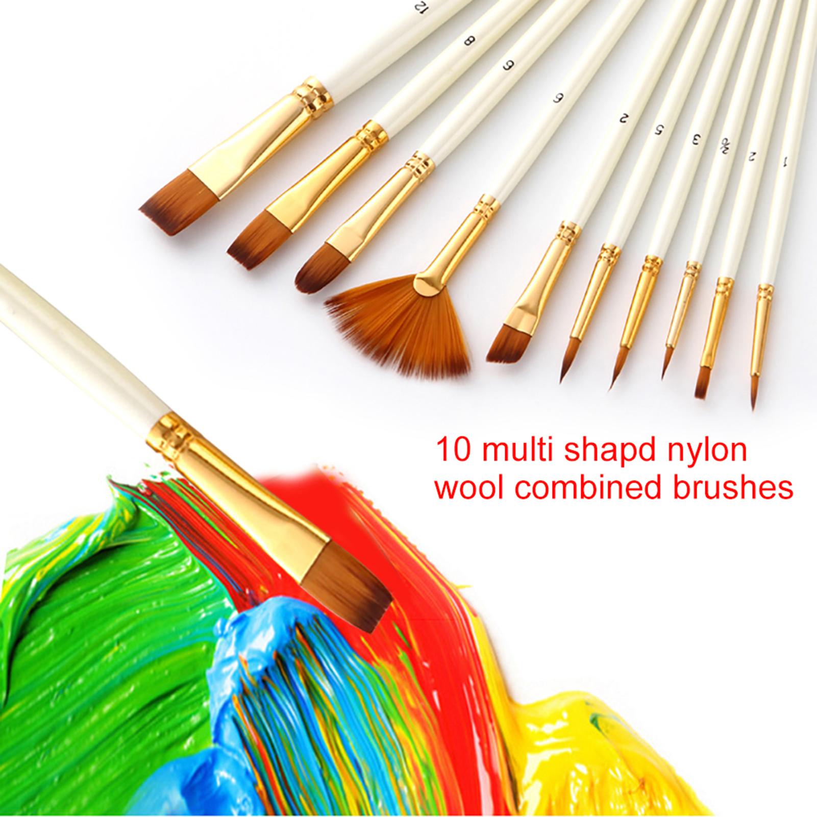 10 cái Bàn chải Sơn Nylon cho Nghệ sĩ Acrylic Aquarelle Bột màu Dầu màu nước