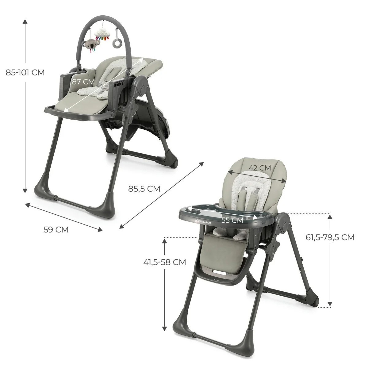 GHẾ ĂN TUMMIE KINDERKRAFT DÀNH CHO BÉ TỪ 0 THÁNG ĐẾN 15KG - HÀNG CHÍNH HÃNG