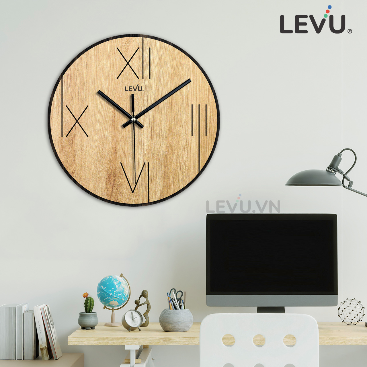 Đồng Hồ Treo Tường decor LEVU DH14 trang trí quán cafe trà sữa
