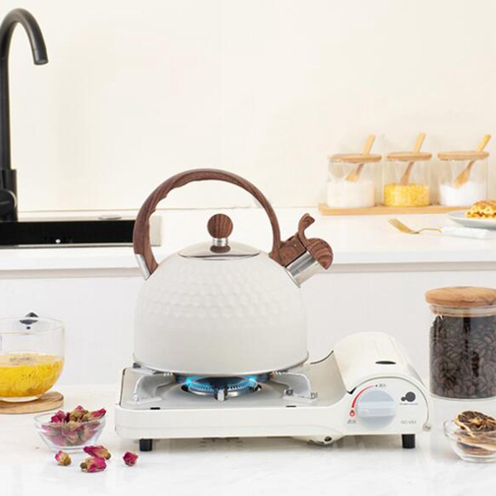 2.5L White Whistling Tea Kettle Water Kettle Stainless Steel Rust-Resistant