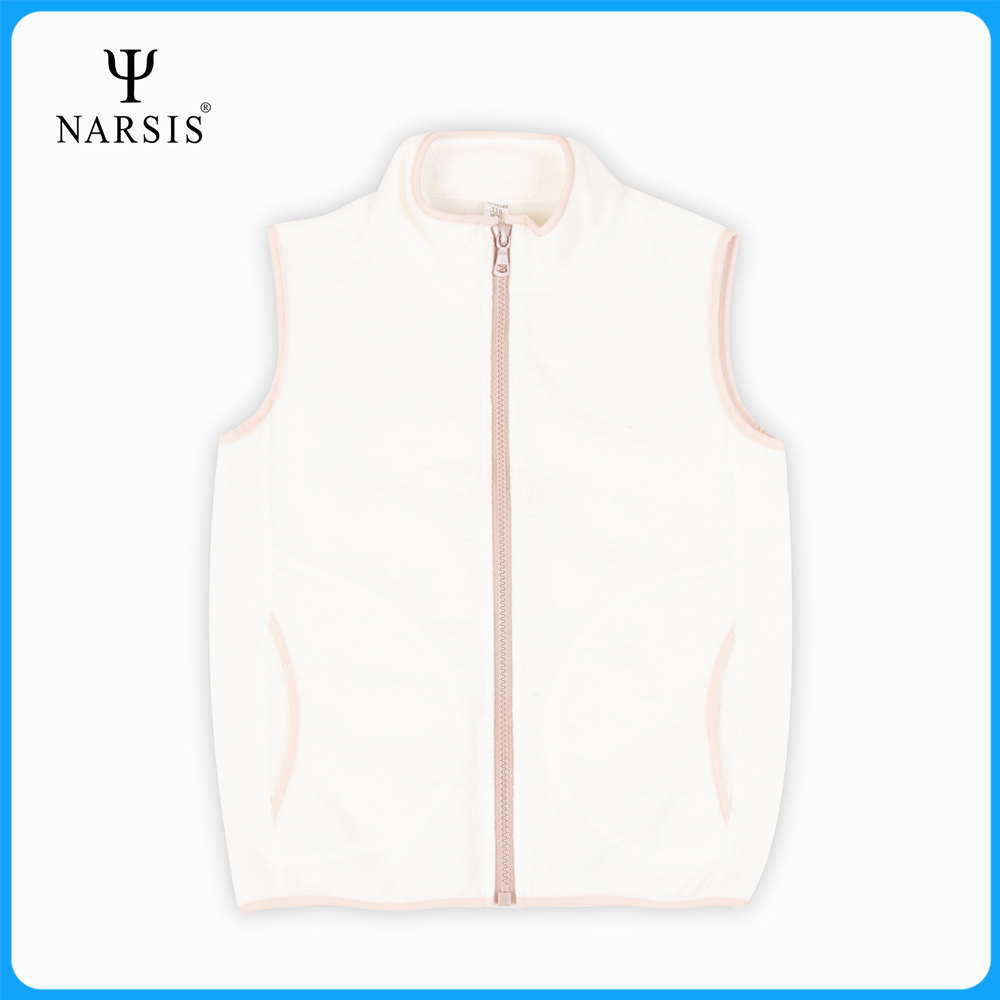 Áo Gile bé gái Narsis KL0019 chất nỉ bông màu trắng kem