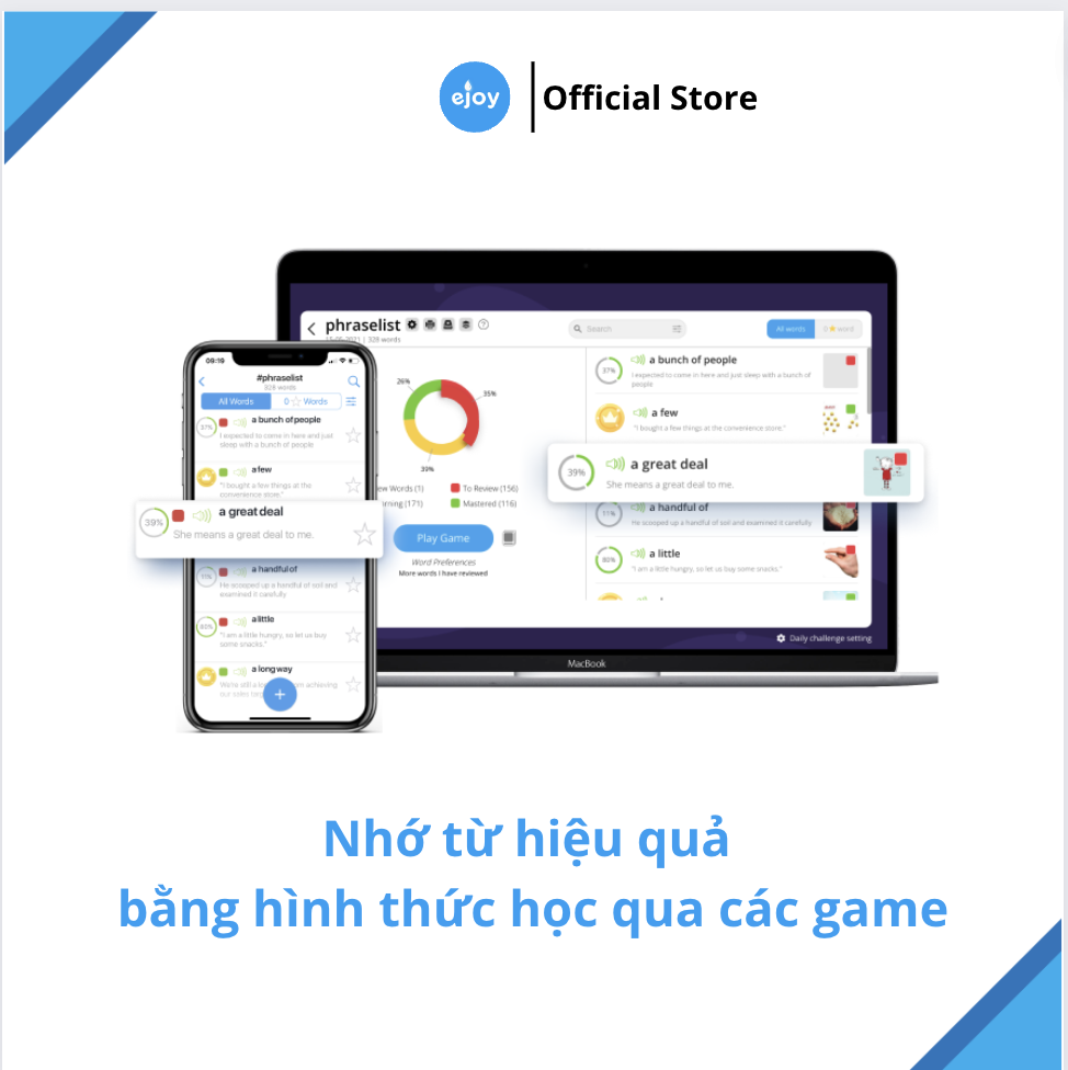 Gói học Tiếng Anh eJOY 24 tháng - lưu và tra từ vựng không giới hạn, xem video song ngữ