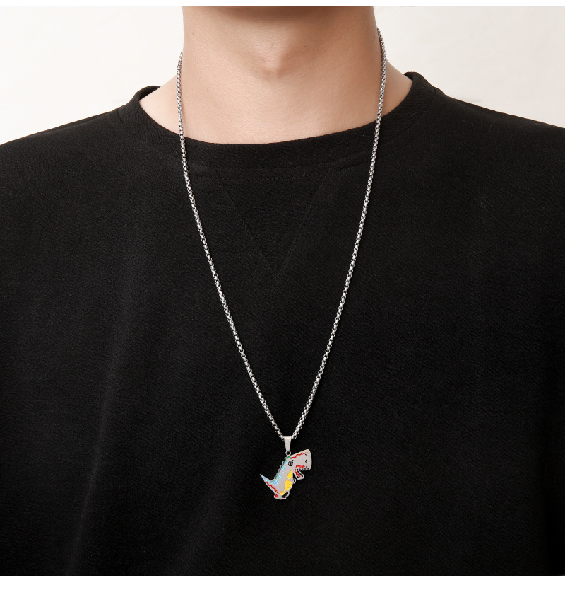 Dây chuyền nam nữ mặt hình khủng long bạo chúa T-rex kiểu dáng hiphop