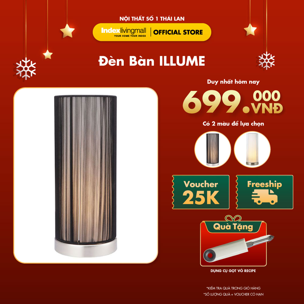 Đèn ngủ để bàn ILLUME màu Đen kích thước 13x13x32cm | Index Living Mall | Nhập khẩu Thái Lan