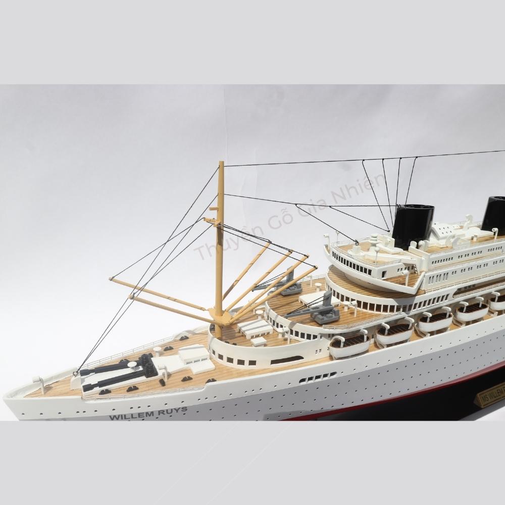 Mô Hình Thuyền Gỗ Trang Trí Phong Thủy Dạng Thuyền Du Lịch MS WILLEM RUYS Chính Hãng, Hàng Xuất Khẩu Chất Lượng Cao