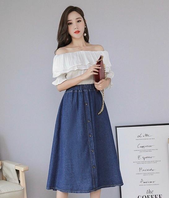 CHÂN VÁY DENIM CHỮ A