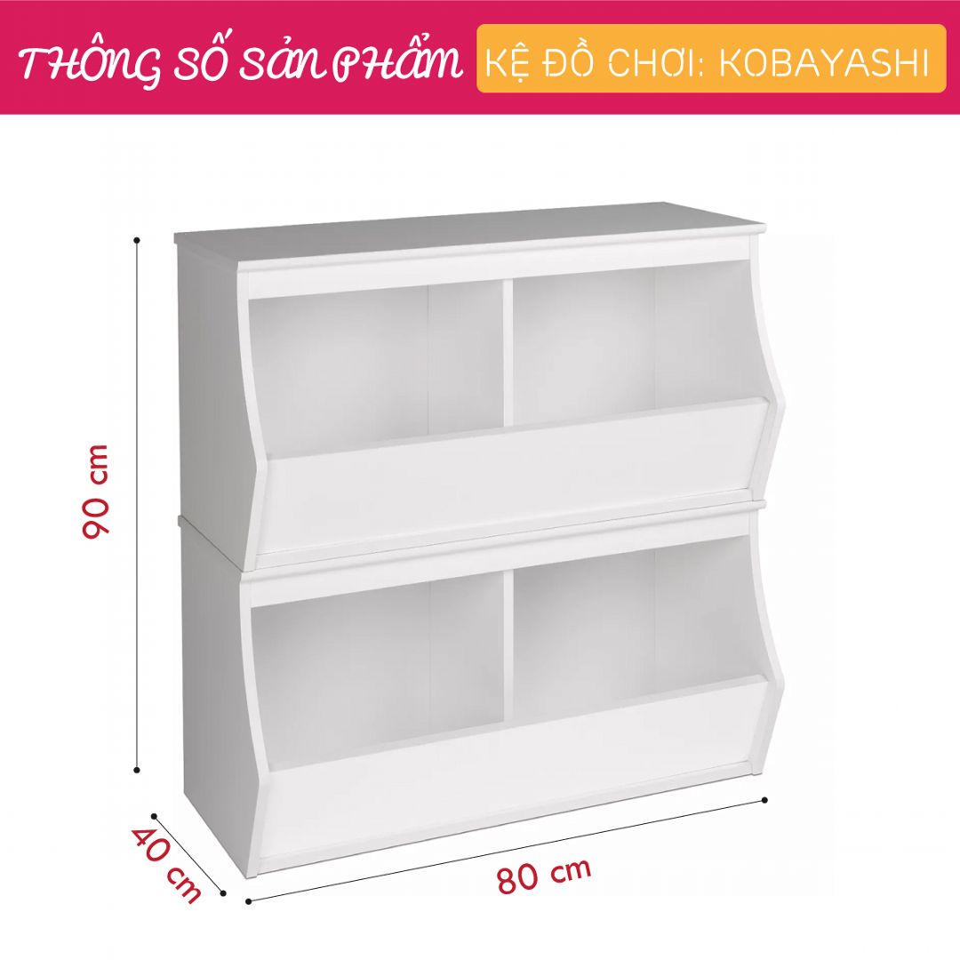 Kệ để đồ chơi cho bé SMLIFE Kobayashi | Gỗ MDF dày 17mm chống ẩm | D80xR40xC90cm