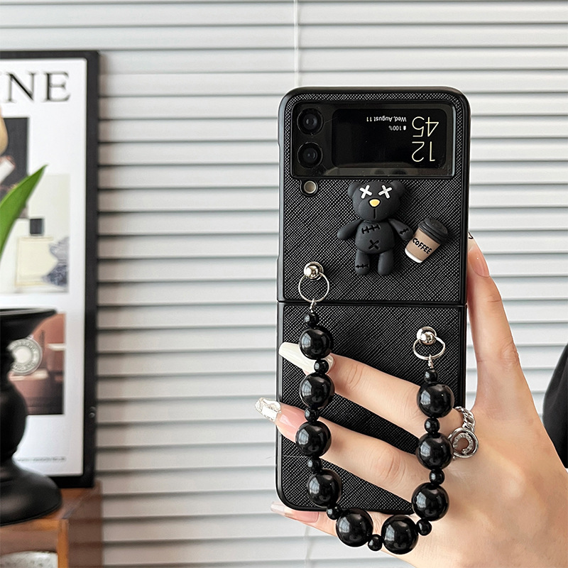 Ốp Lưng Cho Samsung Galaxy Z Flip 5 / Z Flip 4 Gấu Nổi Kèm Dây Xỏ Tay Xinh Xắn - BUM STORE GALAXY CASE