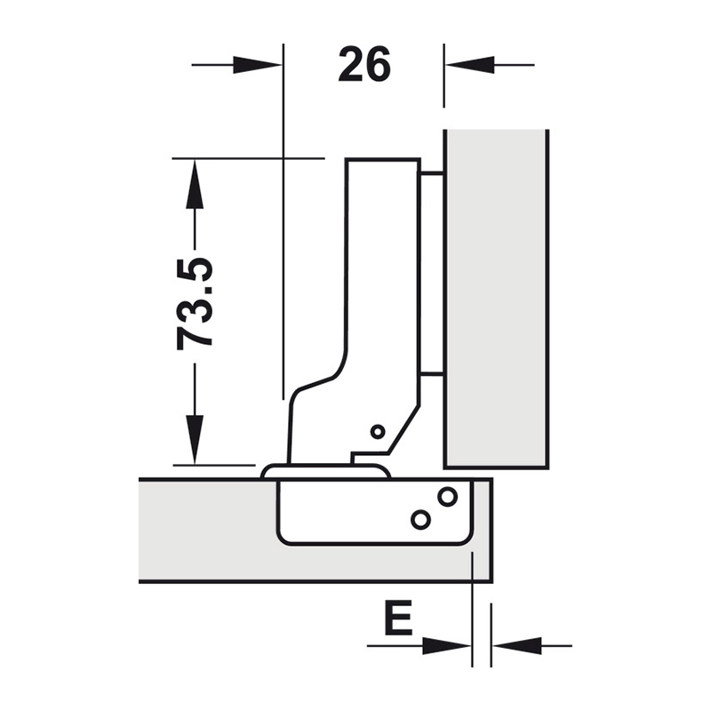 Bản lề giảm chấn Hafele Metalla SM 110° DIY, thép, lắp trùm nửa, cong vừa - 493.03.022