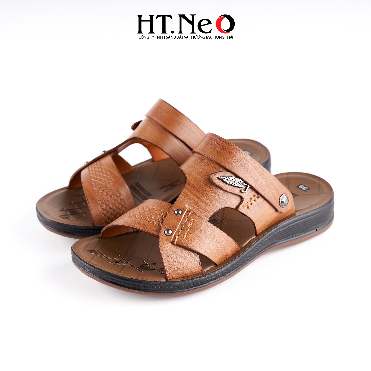 Sandal nam HT.NEO 100% da bò mềm mại, đế cao su nguyên khối, khâu may chân quai siêu chắc chắn SD151