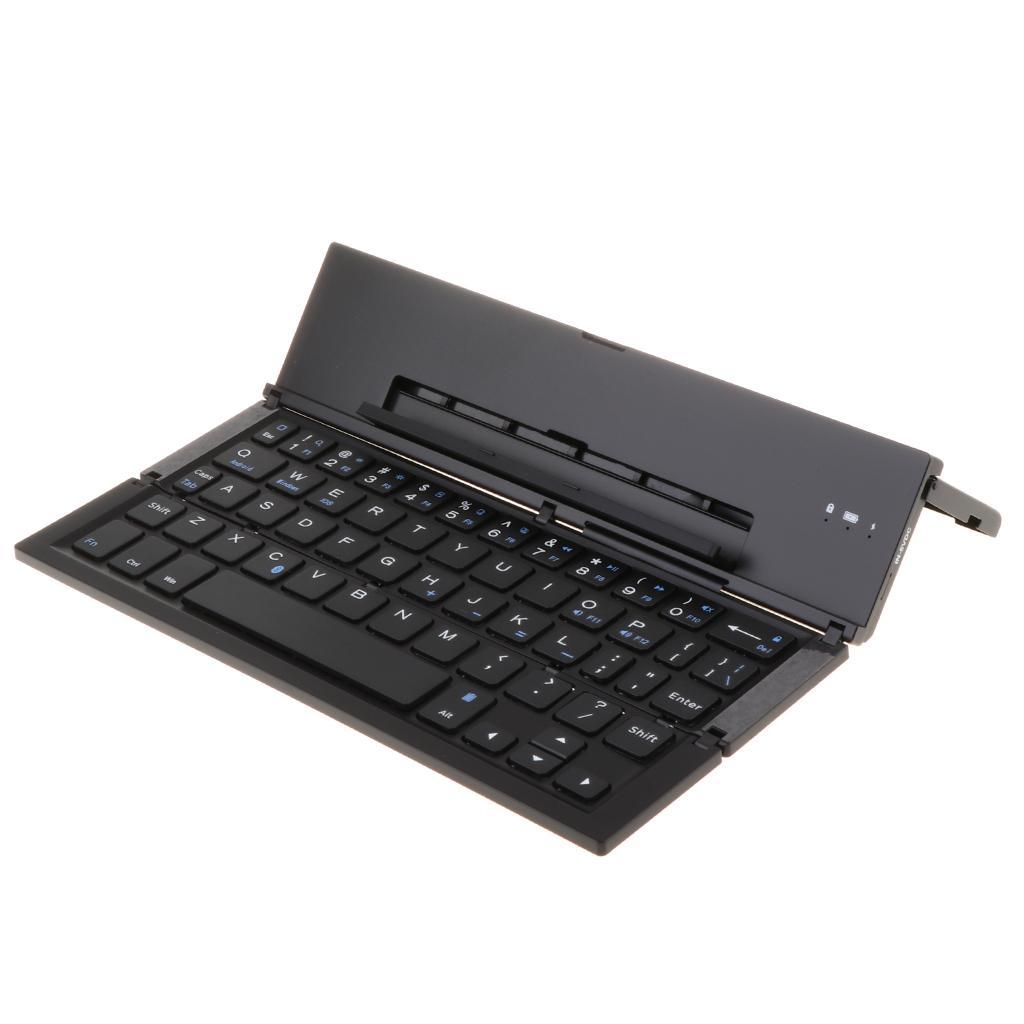 Foldable Tri-fold Bluetooth Keyboard Triple Wireless For PC Folding Black
