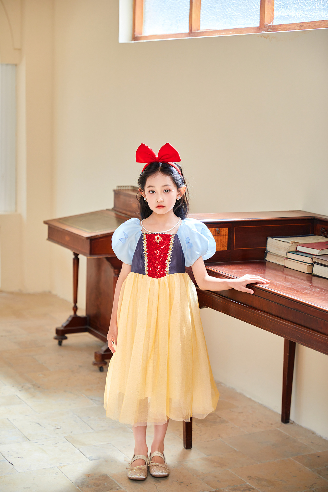 Đầm công chúa bạch tuyết cho bé gái hóa trang cosplay Halloween (tặng kèm cài tóc)