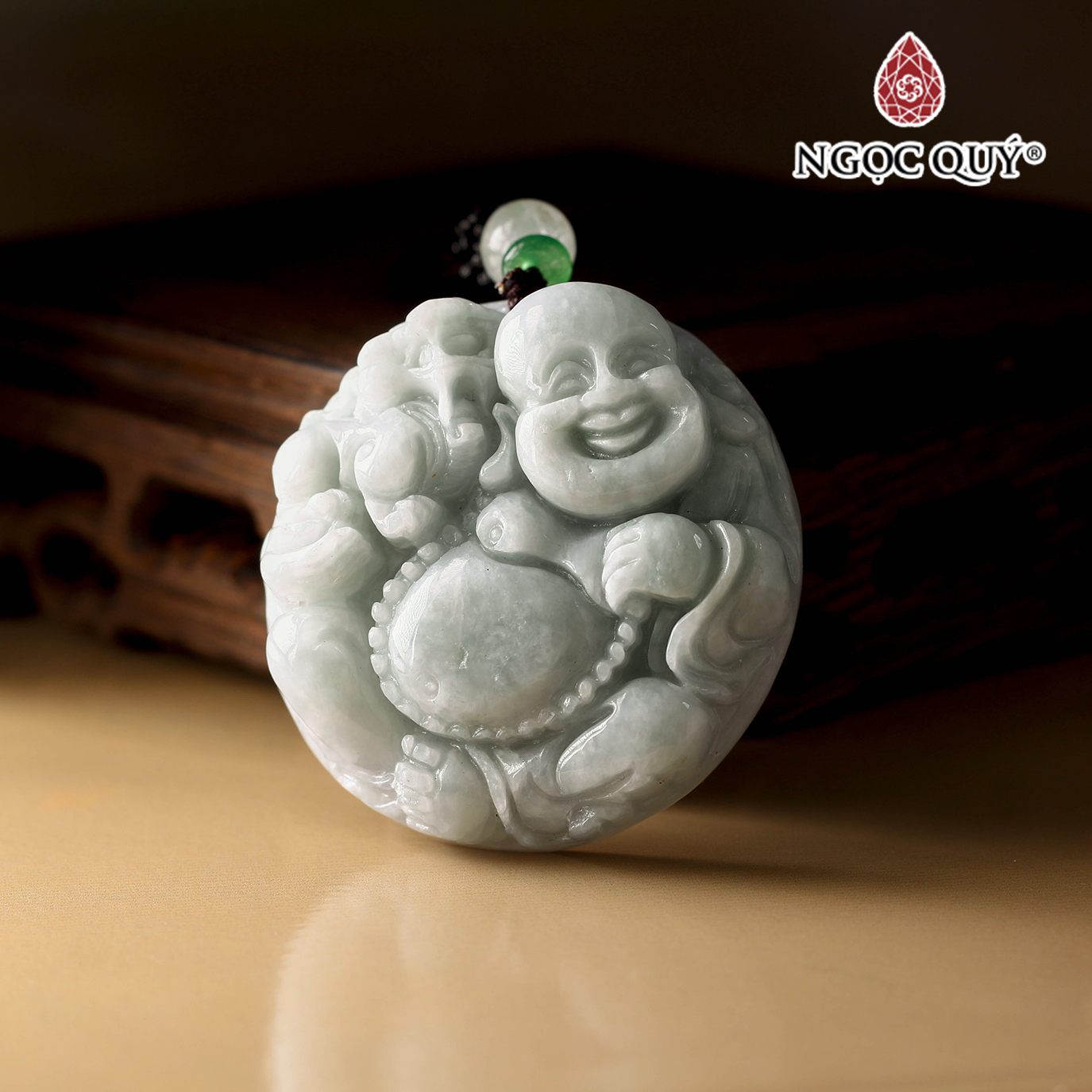 Mặt dây chuyền phật di lặc cẩm thạch A 45mm mệnh hỏa mộc - Ngọc Quý Gemstones