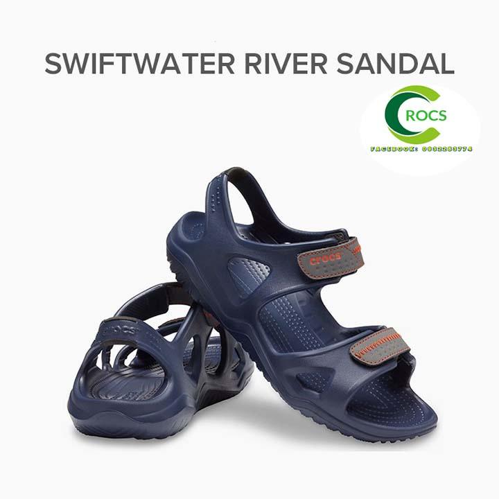 Giày sandal nhựa chống hôi chân -Croslite-Swiftwater-river cho nam màu navy