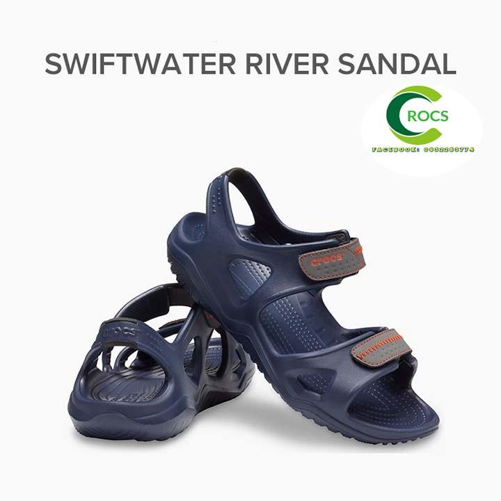 Giày sandal nhựa chống hôi chân -Croslite-Swiftwater-river cho nam màu navy