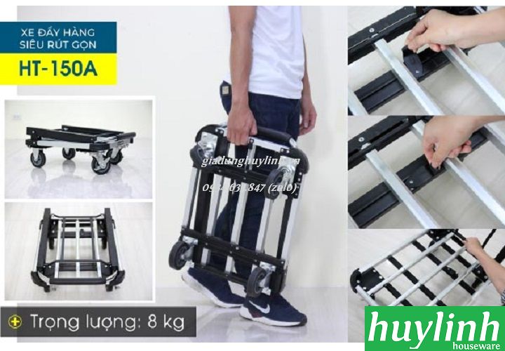 Xe đẩy hàng siêu gấp gọn Advindeq HT-150A - Tải trọng tối đa 150kg - hàng chính hãng