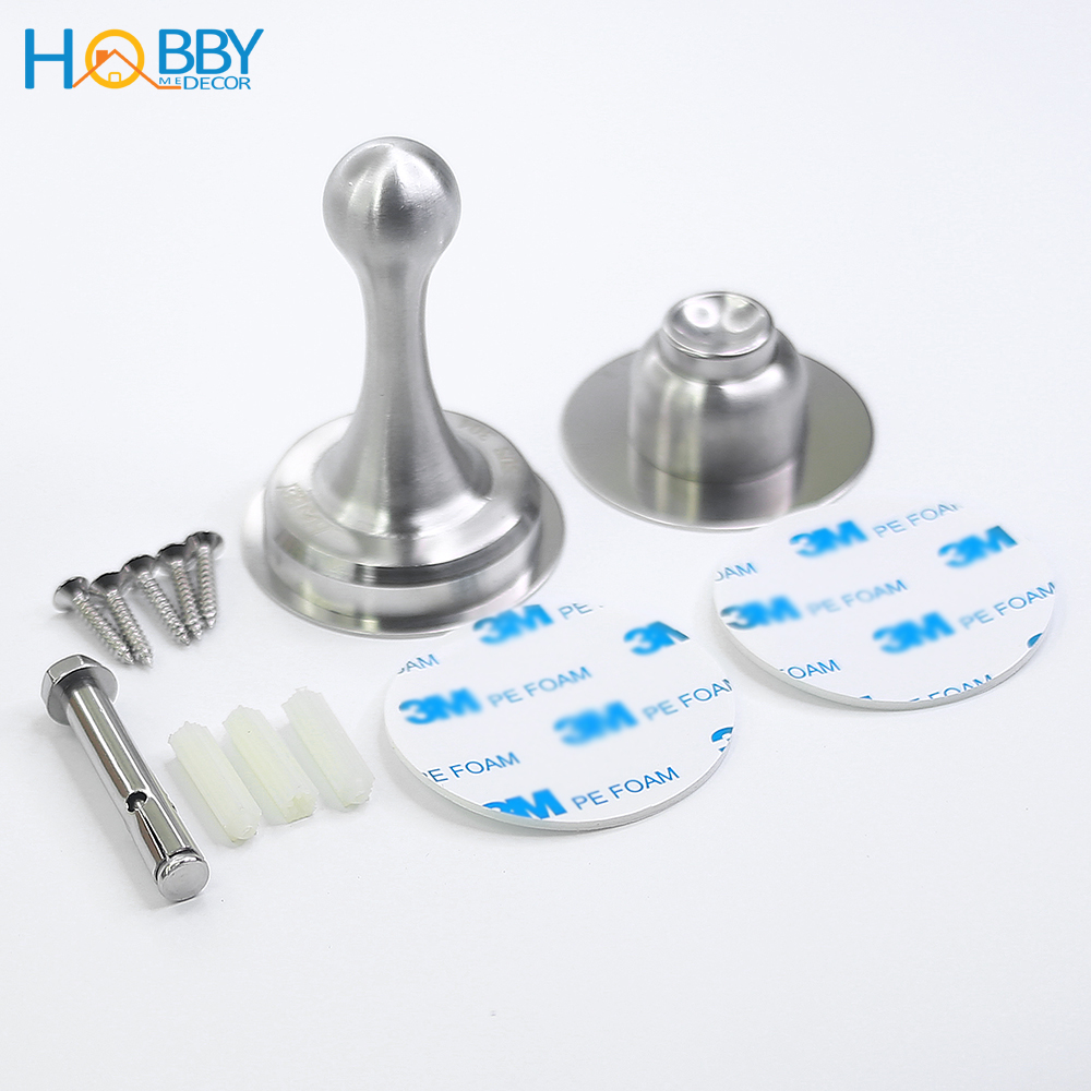Bộ chặn cửa nam châm chống va đạp inox 304 mẫu dán Hobby Home Decor CC1