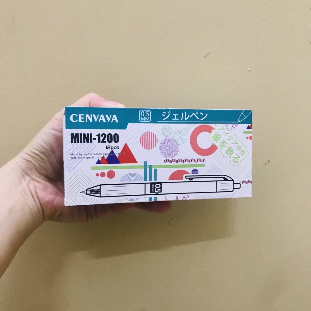 Hộp 12 Bút gel nước bấm mini -1200 CENVAVA tím,xanh ,đỏ,đen